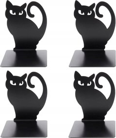 Könyvtámasz Csúszásgátló Macska Fém Fekete Könyvtámasz Állvány 4DB