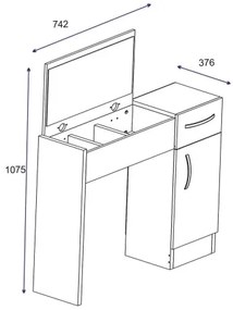 Fésülködő asztal INCI 108,8x74,2 cm fehér