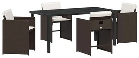 vidaXL Kert étkező szett párnával 5 pcs Barna polirattan