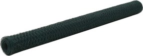 vidaXL zöld PVC-bevonatú acél csirkeháló drótkerítés 25 x 1,5 m