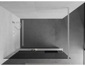 Mexen Kioto+, Walk-In zuhany paraván polccal és akasztóval 90 x 200 cm, 8mm szürke üveg, fehér profil, 800-090-121-20-40