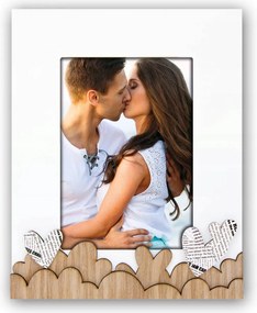 Képkeret 13x18 fehér, szívecskés modern valentin nap