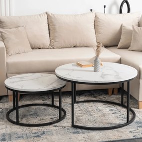 Dohányzóasztal Szett, Fehér Márvány DAFNE MAX