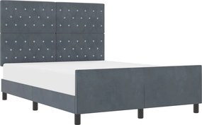 vidaXL Boxrugós ágy fejtámlával Sötétszürke 140 x 200 cm Bársony
