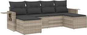 vidaXL 6 részes világosszürke polyrattan kerti ülőgarnitúra párnákkal