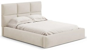 Bézs kárpitozott ágyneműtartós franciaágy ágyráccsal 140x200 cm Libera – Windsor &amp; Co Sofas