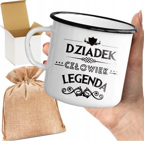 Bögre_emalin Nyomott Mintás Nagypapa Ember Legenda Ajándék Nagypapa