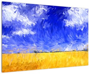 Kép - olajfestmény, arany mező (90x60 cm)
