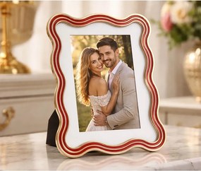 Piros-aranyszínű fém-üveg álló képkeret 17,5x22,5 cm Elizabeth – Mauro Ferretti