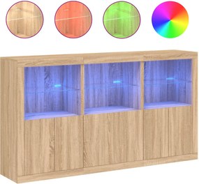 vidaXL sonoma tölgy színű tálalószekrény LED-ekkel 181,5 x 37 x 100 cm