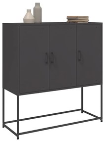 fekete acél magasszekrény 100,5 x 39 x 107 cm