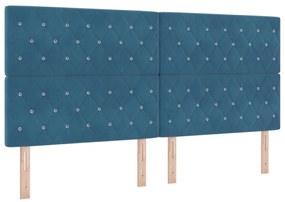 Boxspring Ágy Matraccal és Padal Sötétkék 200x200 cm Bársony