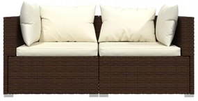 3 részes barna polyrattan kerti ülőgarnitúra párnákkal
