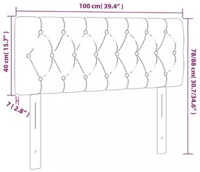 fekete bársony LED-es fejtámla 100 x 7 x 78/88 cm