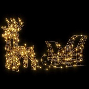 Rénszarvas húzta szán Meleg fehér 30 x 12 x 55 cm PET