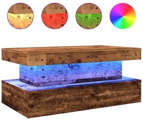 Antik fa színű dohányzóasztal LED-lámpákkal 90x50x40 cm