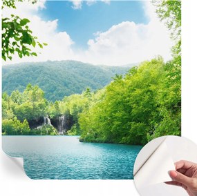 Öntapadós tapéta Fali furnér 3D hatás Természetes vízesés 250x250 cm