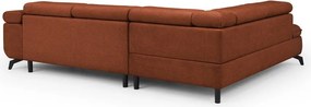 Terrakotta színű zsenília sarokkanapé (bal oldali-L alakú) Marbeya – Ropez
