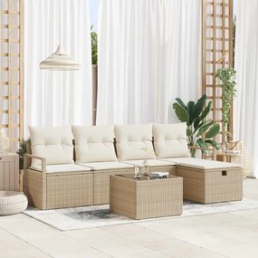 Kerti Kanapé Szett 6 pcs bézs és krémszínű 230 x 117 x 85 cm