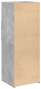 betonszürke szerelt fa magasszekrény 45 x 42,5 x 124 cm