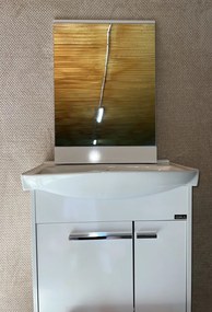 Fürdőszobai alsó szekrény mosdóval és tükörrel FEHÉR 65