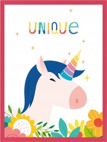 Gyerek poszter Unikornis 24X30 cm amaránt keret