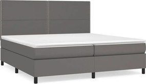 vidaXL szürke műbőr rugós ágy matraccal 200 x 200 cm