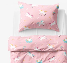 Goldea gyermek pamut ágyneműhuzat - vidám egyszarvúak 140 x 200 és 70 x 90 cm