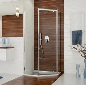 Sanplast PKDJA/TX5b ötszögletű nyílóajtós zuhanykabin, 100x100,W15 üveg Ezüst profil