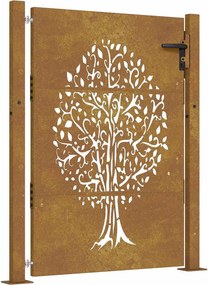 vidaXL Corten acél kertkapu 100x150 cm, fa mintázatú