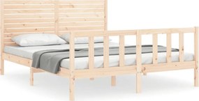 vidaXL tömör fa ágykeret fejtámlával King Size