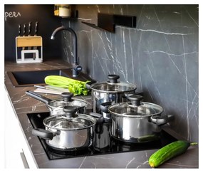 Indukciós tűzhelyhez alkalmas rozsdamentes acél edénykészlet fedővel, 4 db-os 4 l Brava – Tescoma