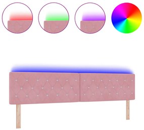 LED Fejvég Kristálygombos Tűzött Rózsaszín 100 cm Bársony