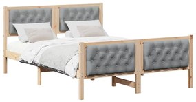 Ágykeret fejtámlával Világosszürke 150 x 200 cm Tömör fenyőfa