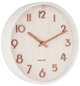 Pure Small fehér falióra hársfából, ø 22 cm - Karlsson