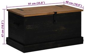 fekete tömör fenyőfa HALDEN tárolószekrény 91x48x47 cm