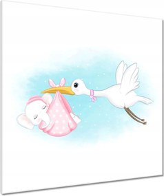 Vászonkép 70x70 Gólya és elefánt A gólya babát hoz