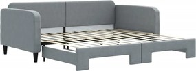 vidaXL világosszürke kihúzható szövet heverő 100 x 200 cm