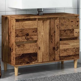 antik fa színű szerelt fa mosdószekrény 80 x 33 x 60 cm