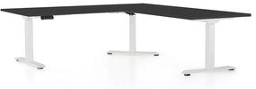 OfficeTech Angle állítható magasságú asztal, 180 + 120 cm, fehér alap, fekete