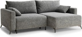 Szürke zsenília kinyitható-tárolóhelyes sarokkanapé (jobb oldali-heverő résszel) Leon – Maison de Rêve
