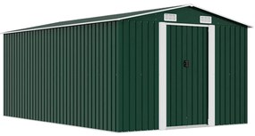 vidaXL zöld fém kerti fészer 257 x 392 x 181 cm