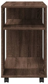 barna tölgy színű szerelt fa kisasztal kerekekkel 70x35x60 cm
