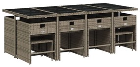 vidaXL 13 részes szürke polyrattan kerti ülőgarnitúra párnákkal