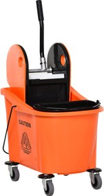 HOMCOM Takarító Kocsi 36 Literes Vödör Mop Vödör Takarító Kocsi Kihúzóval, Narancs, 54 x 41 x 91.5 cm | Aosom