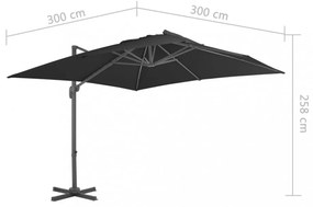 antracit konzolos kerti napernyő alumíniumrúddal 300 x 300 cm