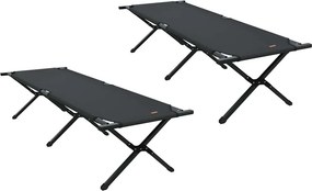 vidaXL Összecsukható Kemping Ágy 2 pcs Fekete 193 x 69 x 45 cm