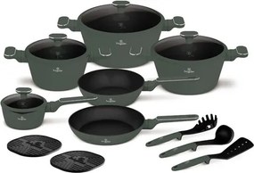 BerlingerHaus 15 részes edénykészlet Matte Green Collection(BH/8208)