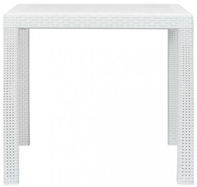 fehér rattan küllemű műanyag kerti asztal 79x79x72 cm