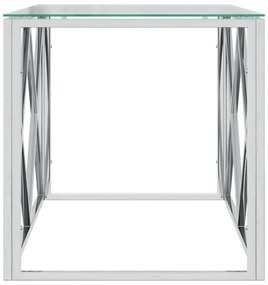 üveg és rozsdamentes acél dohányzóasztal 110x45x45 cm